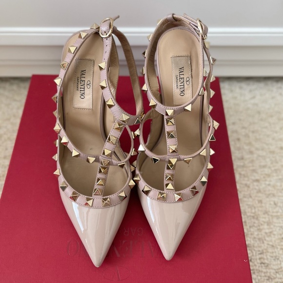 Valentino Patent Rockstud Caged Pump 100mm (Poudre) Size 35 - Picture 1 of 6